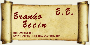 Branko Becin vizit kartica